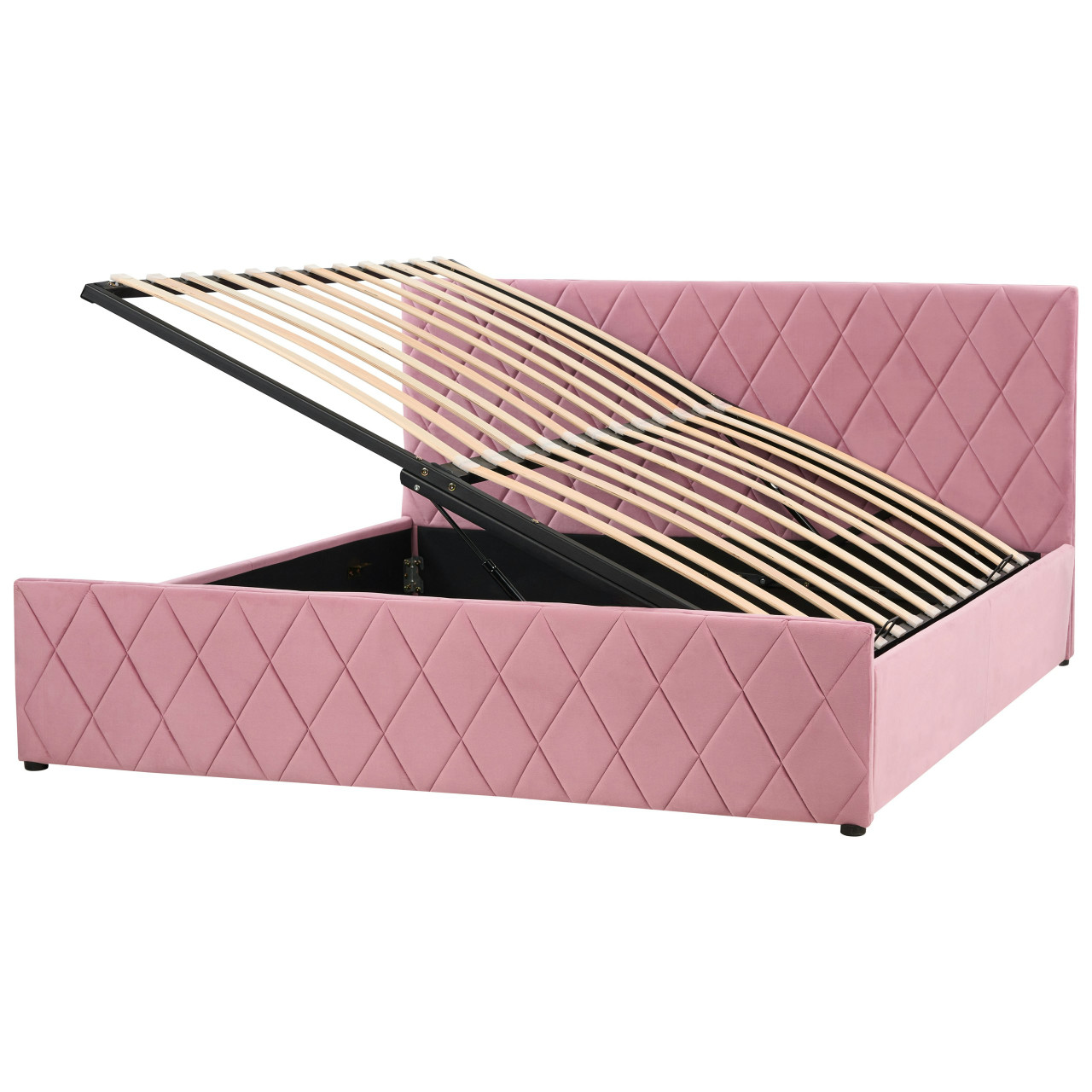 Rochefort velvet double bed with lift-up storage