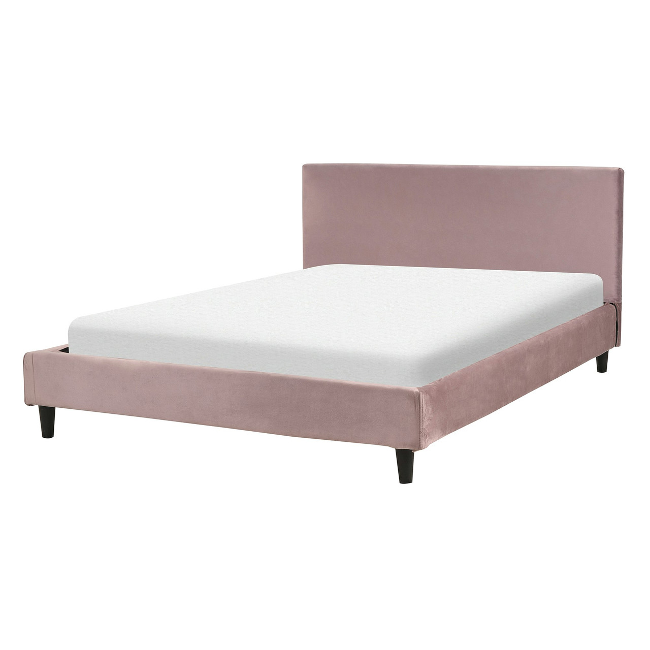 Cama doble Fitou terciopelo rosa