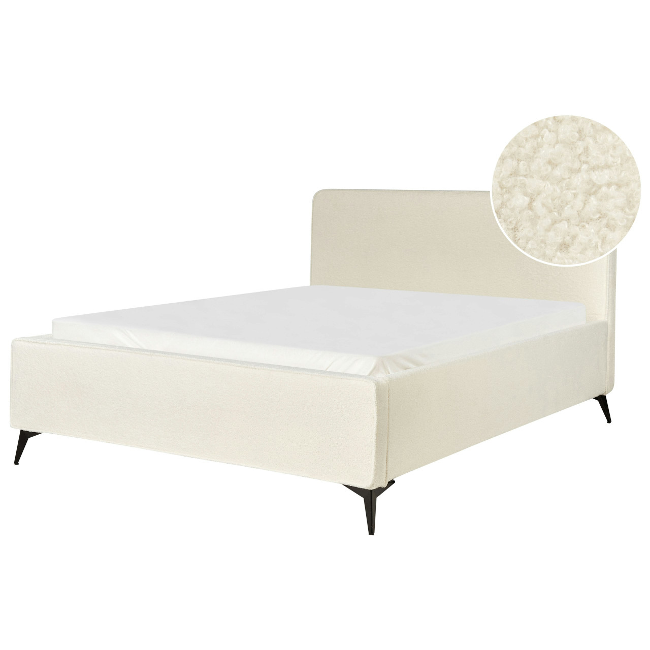 Cama doble Valognes bouclé blanca