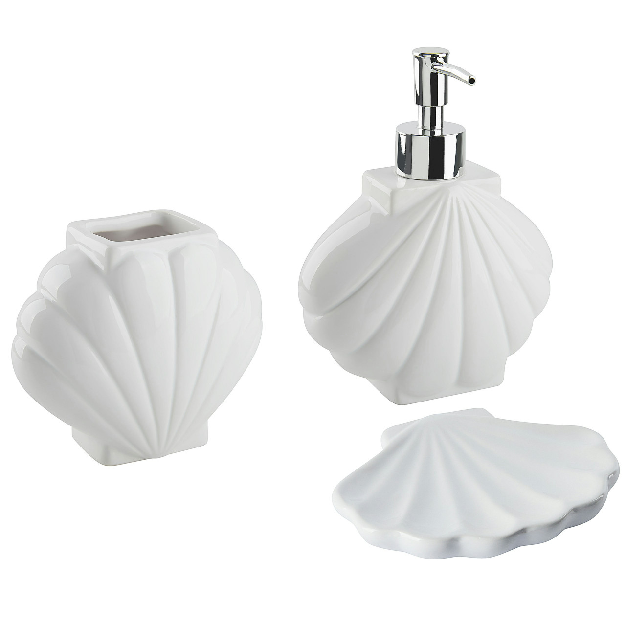 Juego de accesorios de baño Shell en dolomita blanca