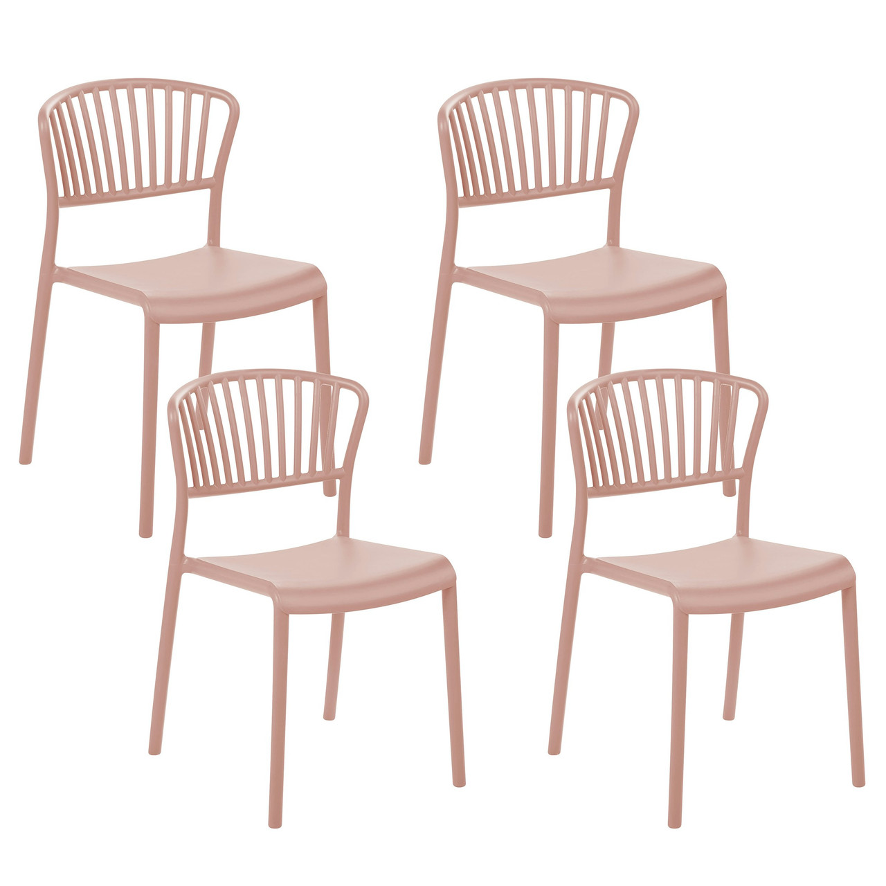 Conjunto de 4 sillas de polipropileno modelo Gela rosa