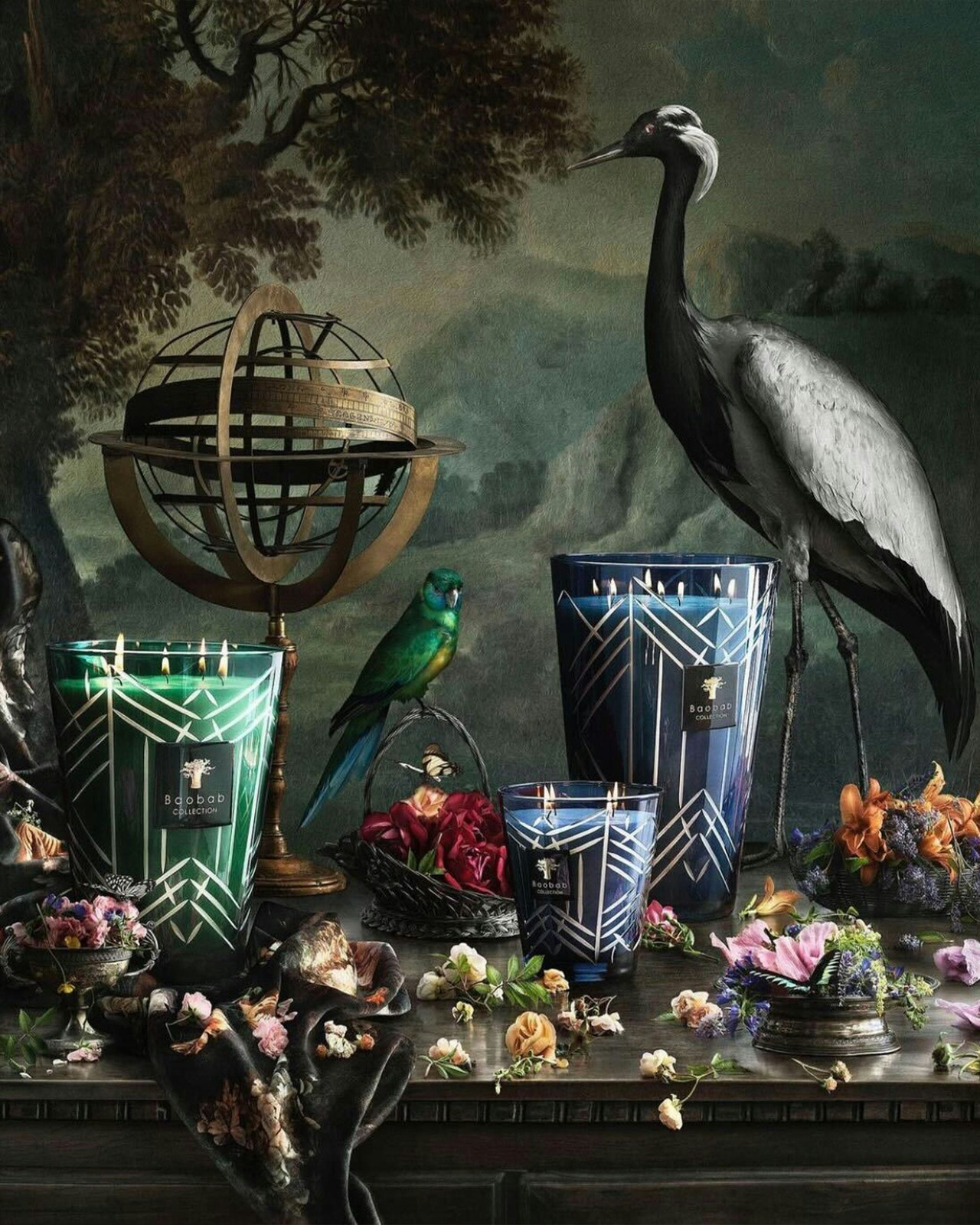 Vela perfumada Swann en vaso de vidrio azul