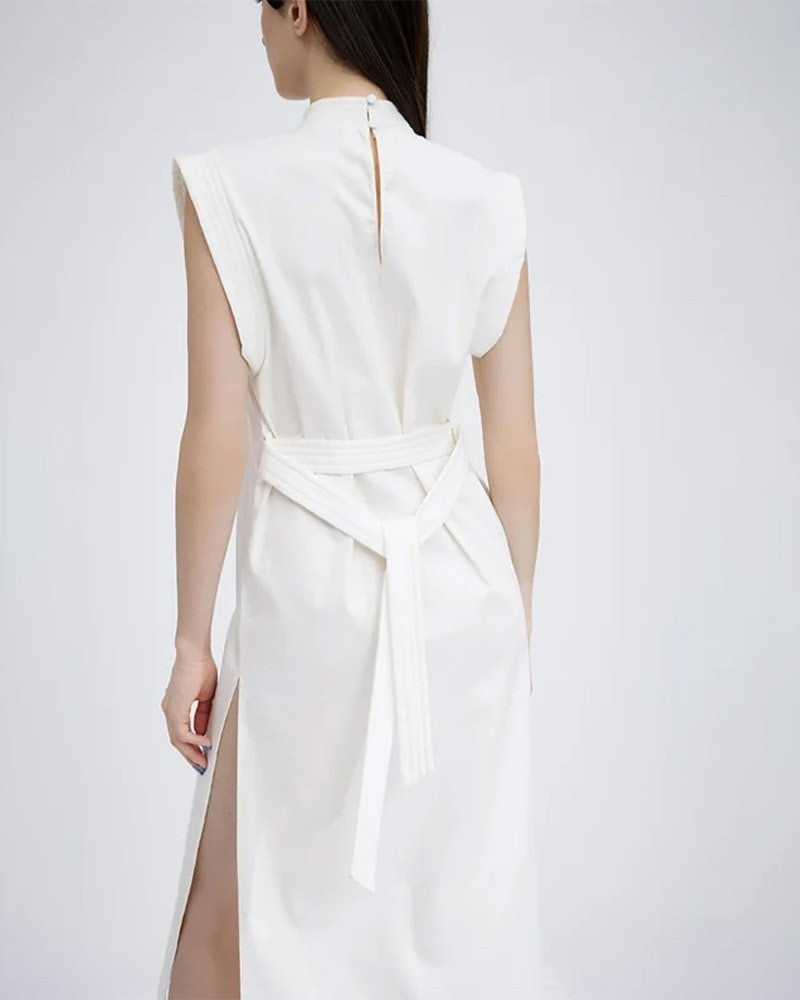 Vestido corto de algodón con aberturas laterales