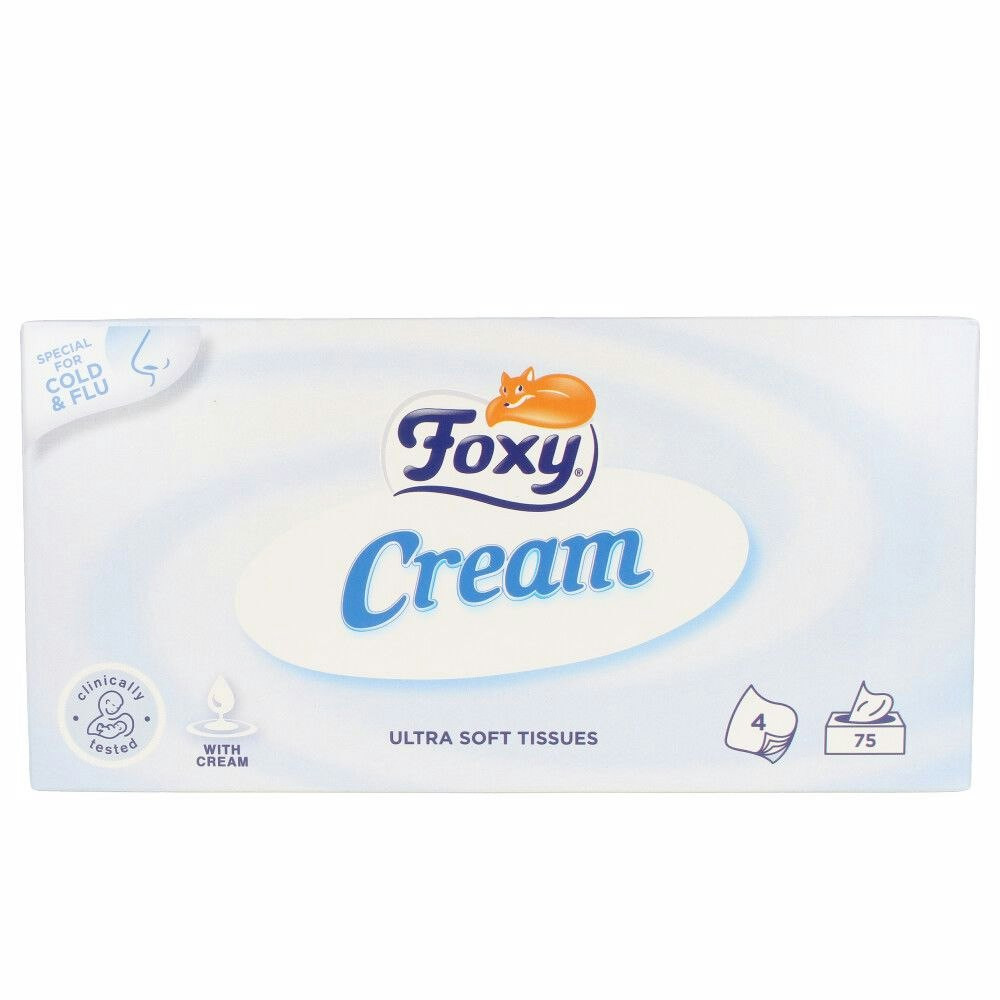 Lenços de Papel Facial Cream Foxy Peles Sensíveis 75 Uds