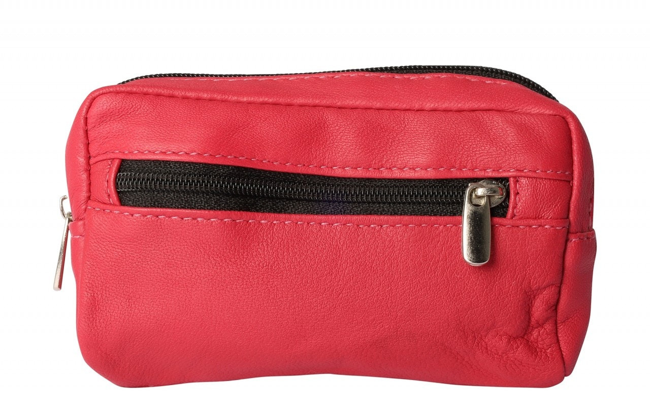 Bolso porta-llaves en piel genuina con bolsillo exterior