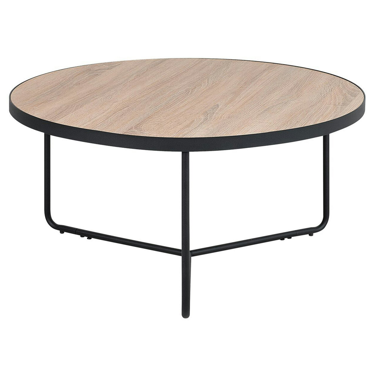Mesa de centro Melody en MDF con patas de metal acabado madera clara