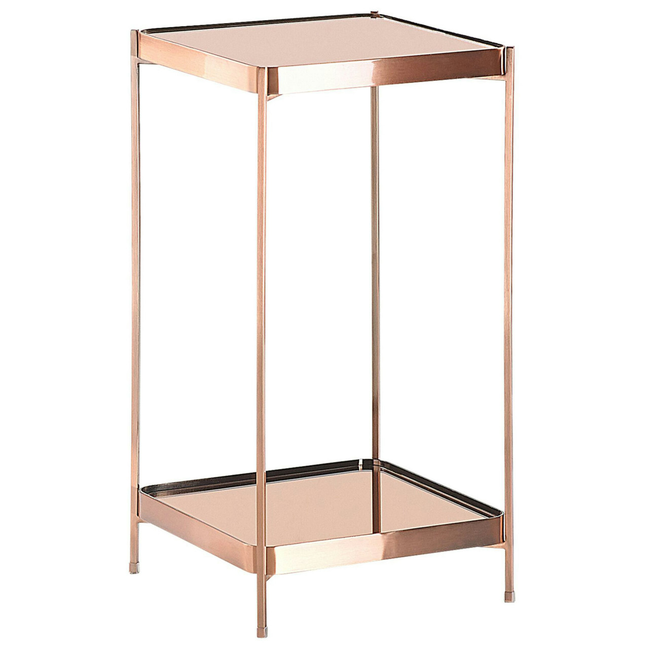 Alsea side table with tempered glass and metal frame copper finish
