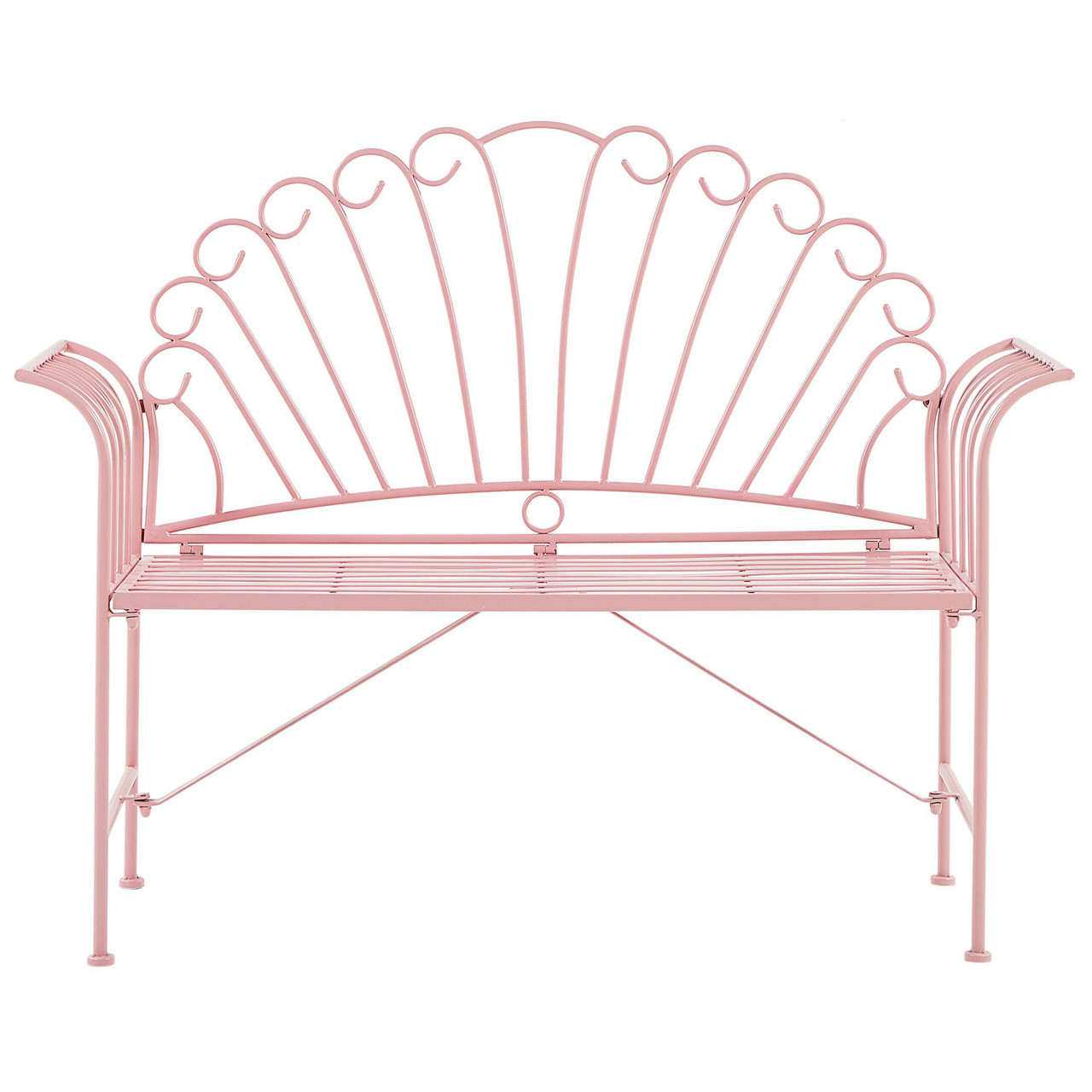 Cavinia outdoor iron bench in pink
