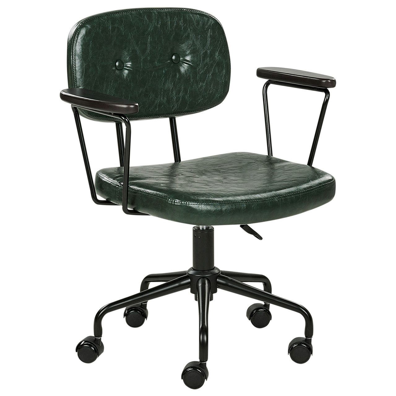 Silla de oficina Algerita piel sintética verde con reposabrazos