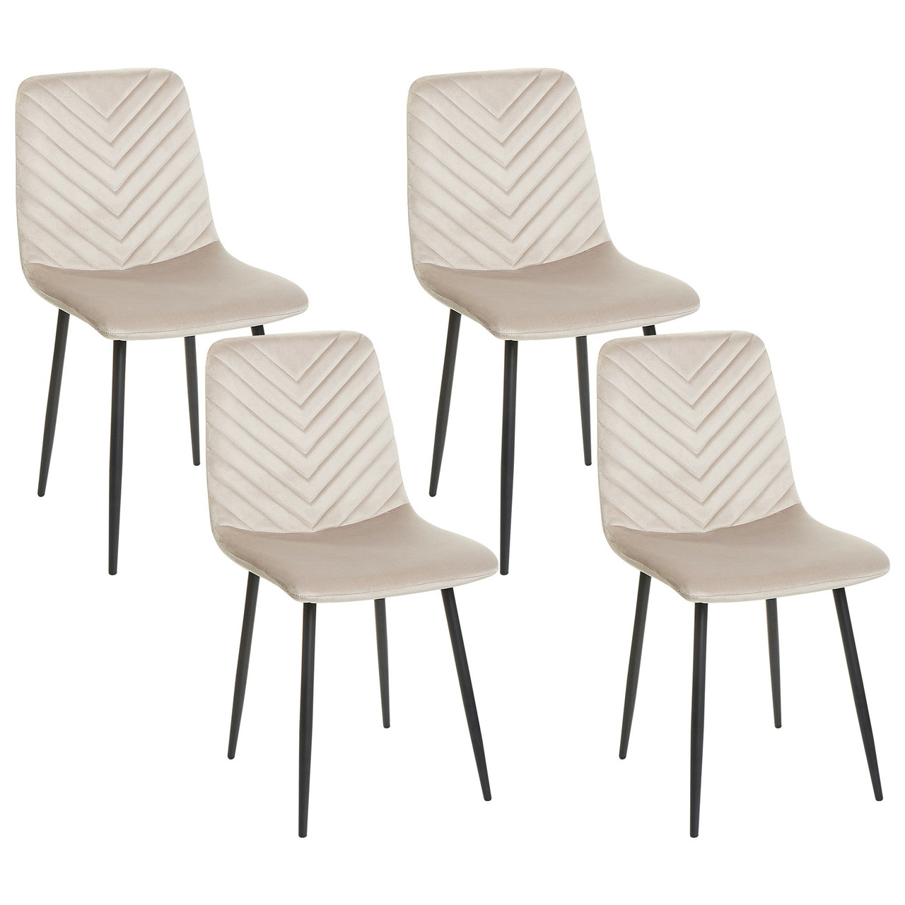 Silla de comedor Havre de terciopelo crema con estructura de hierro