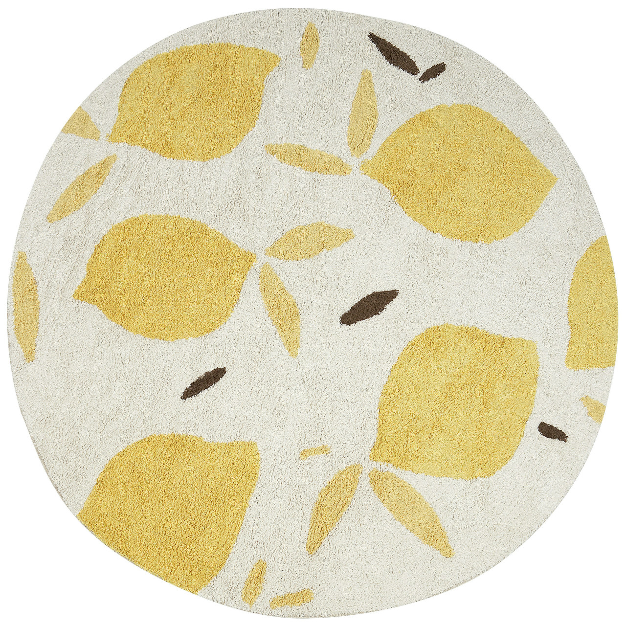 Alfombra redonda infantil Mawand algodón crema