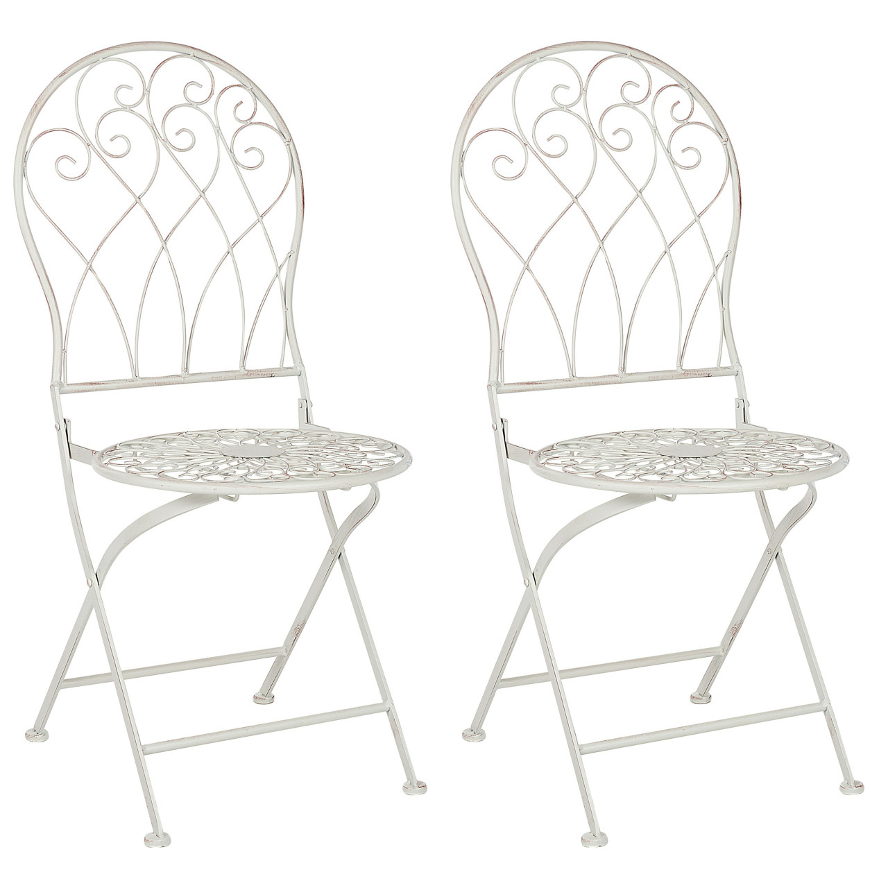 Conjunto de 2 sillas de jardín plegables metal blanco
