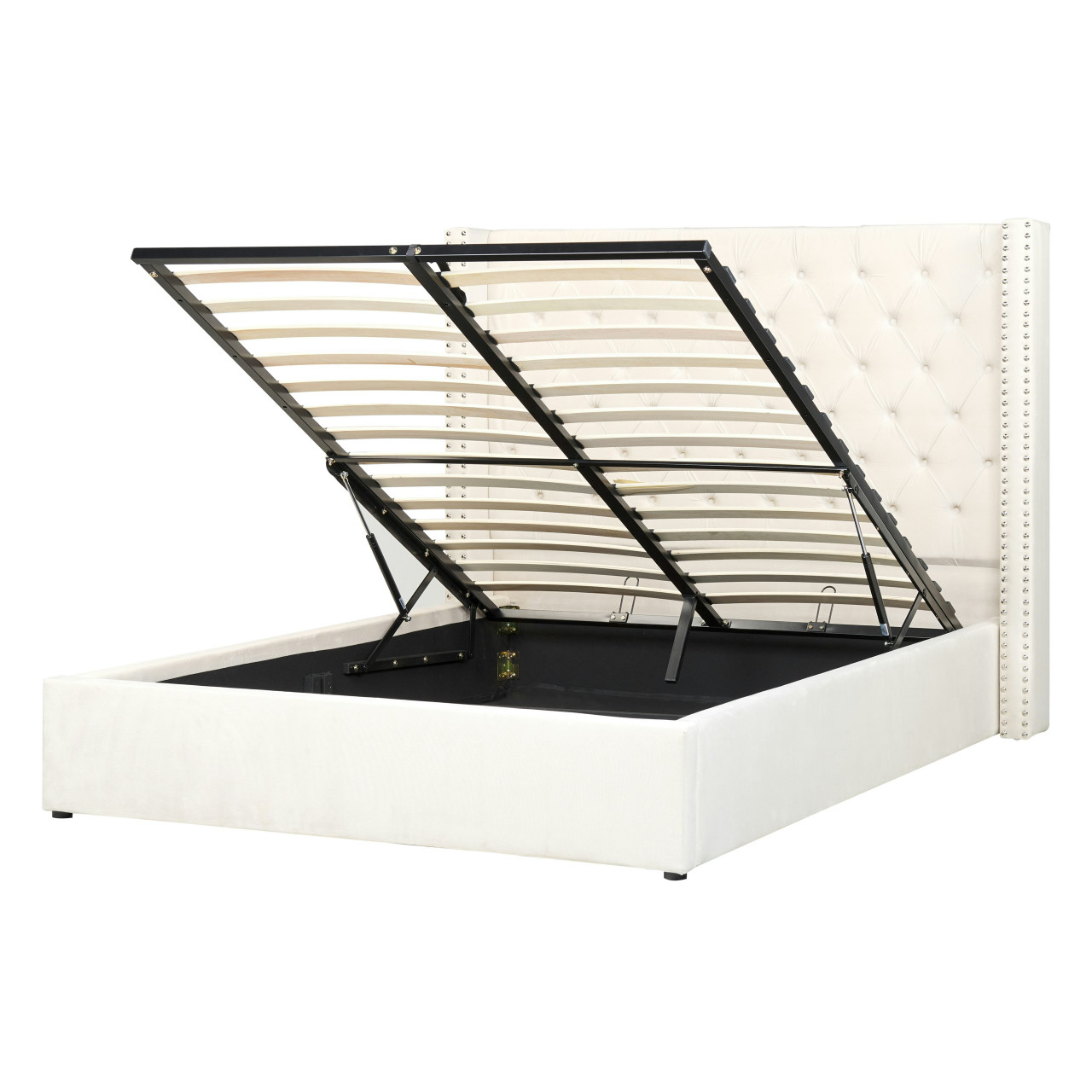 Cama doble Lubbon de terciopelo con almacenaje