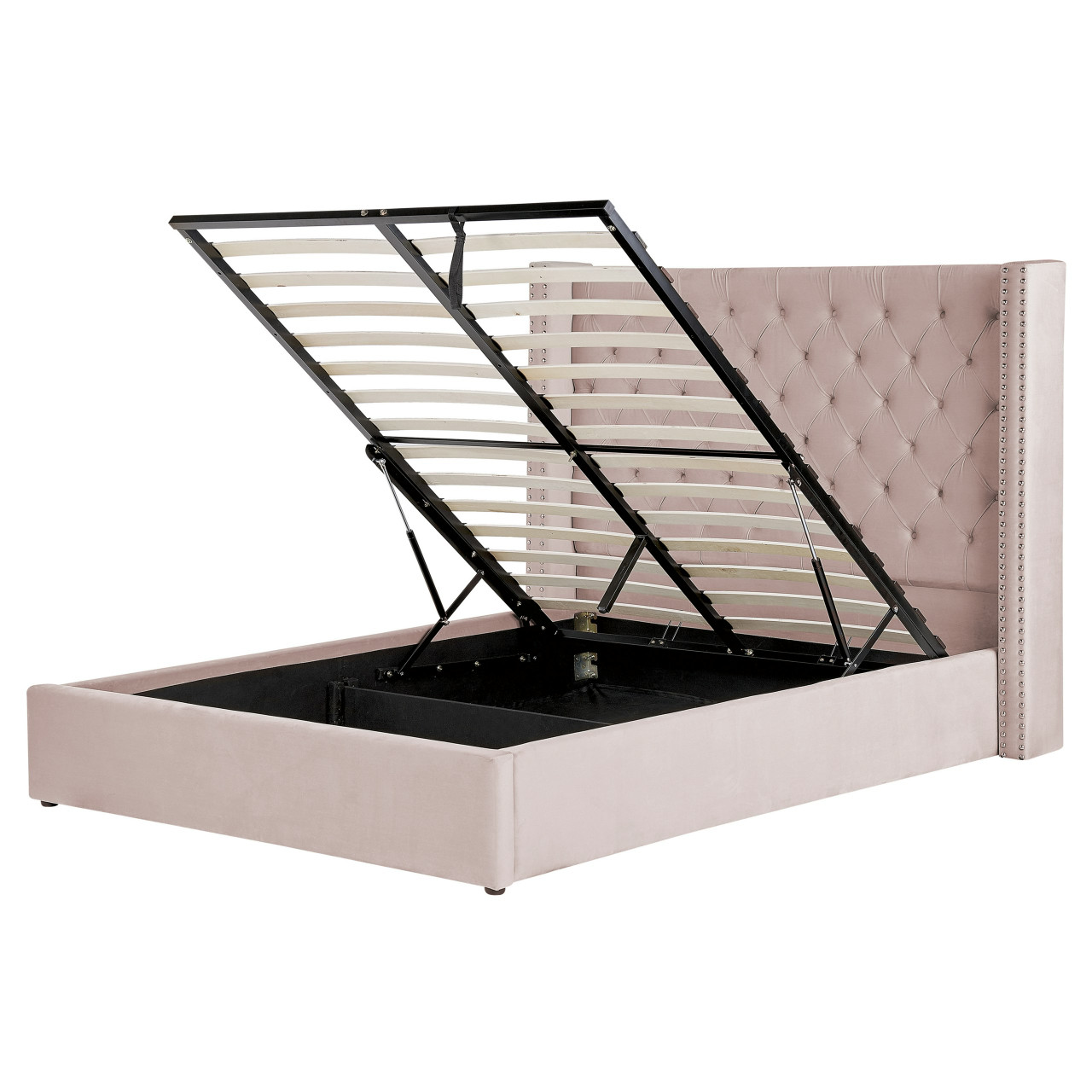 Lubbon velvet double bed with lift-up storage