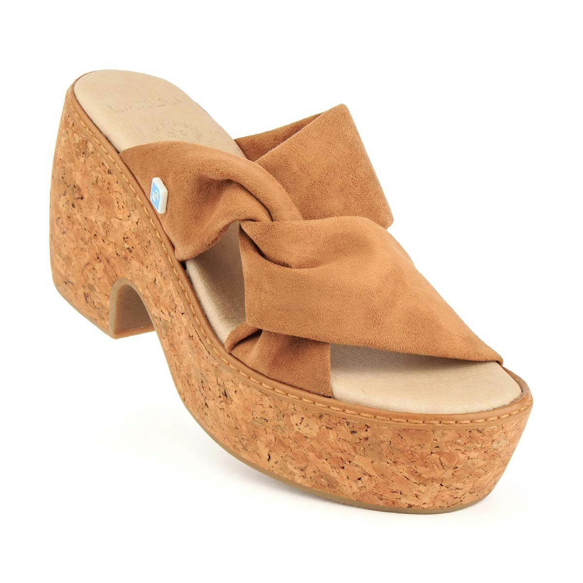 Sandalia cuña vegana camel