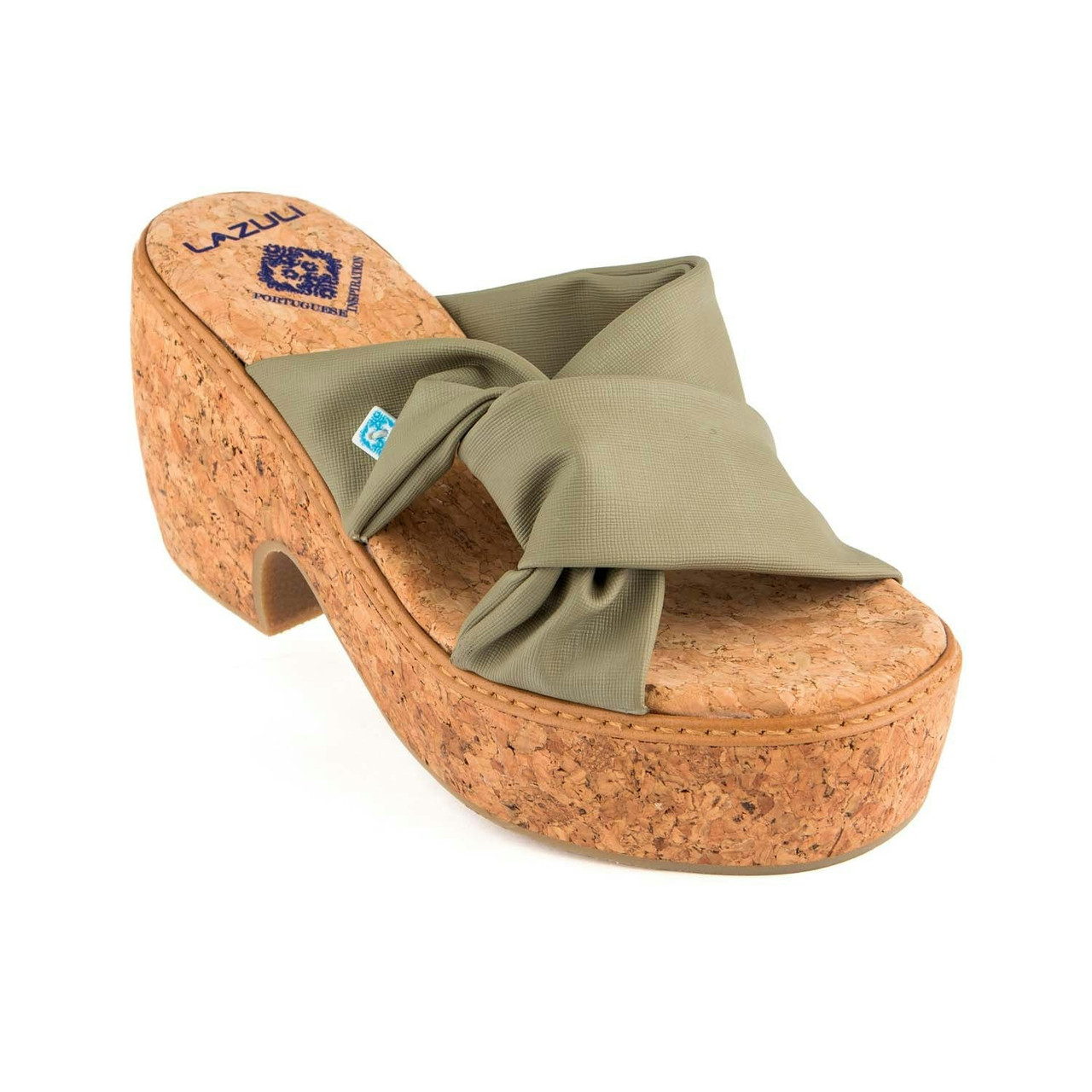 Sandalias veganas de tacón con plataforma y suela de corcho