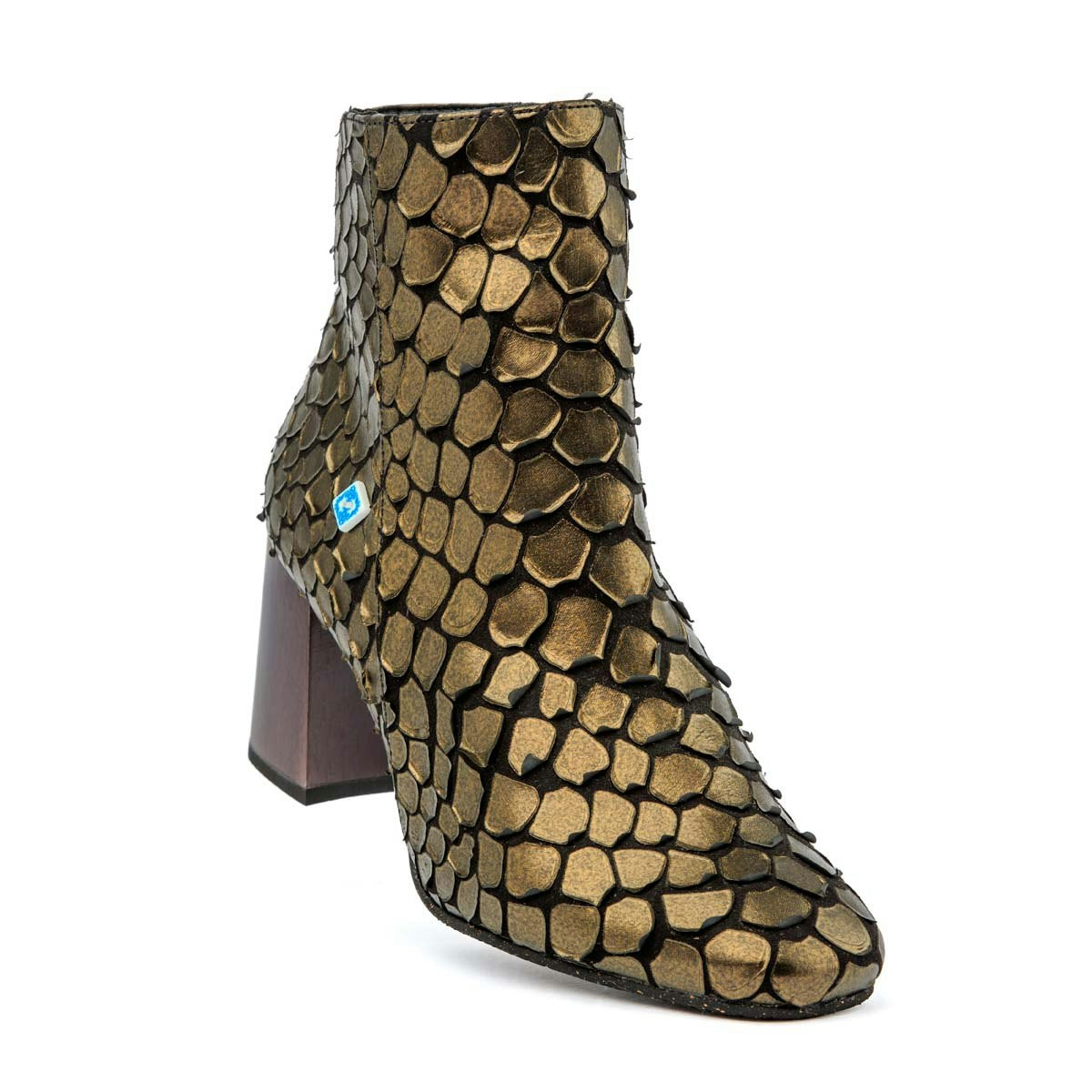 Botines de tejido reciclado con tacón de madera