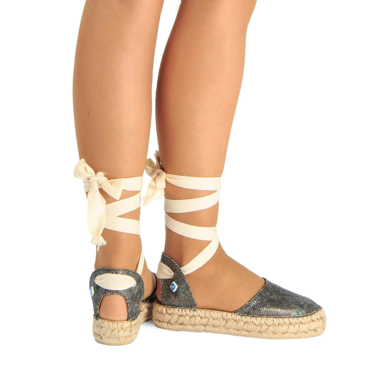 Sandalia espadrille en tejido con suela de goma y cuerda