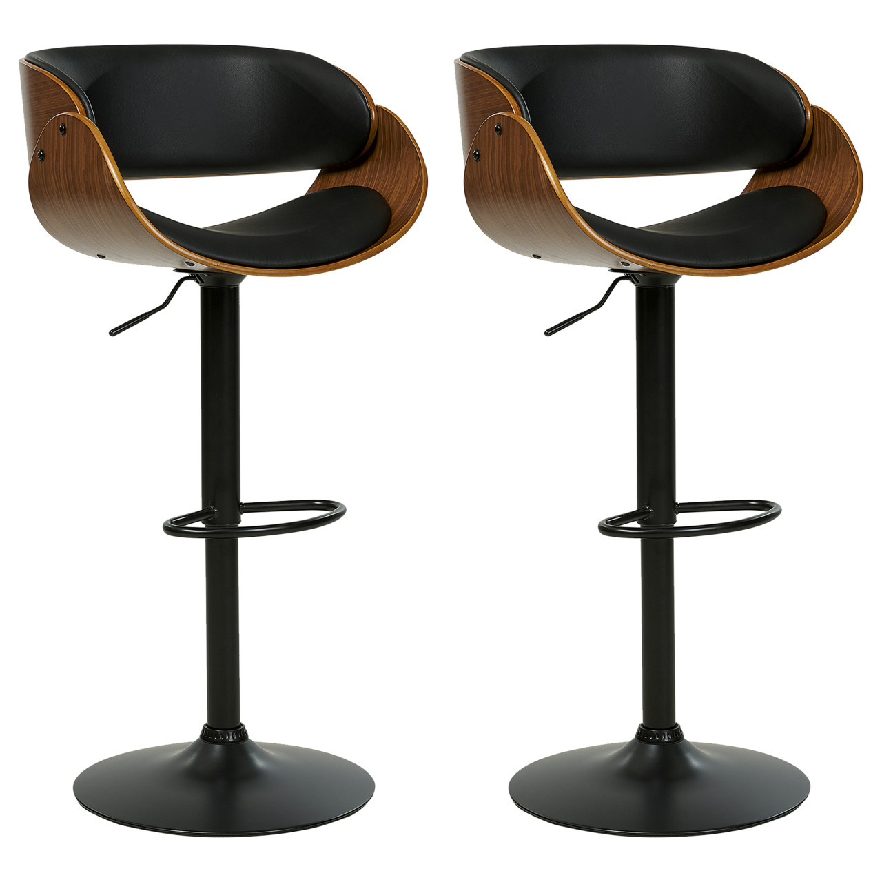 Set of 2 Baku II Bar Stools Faux Leather Black