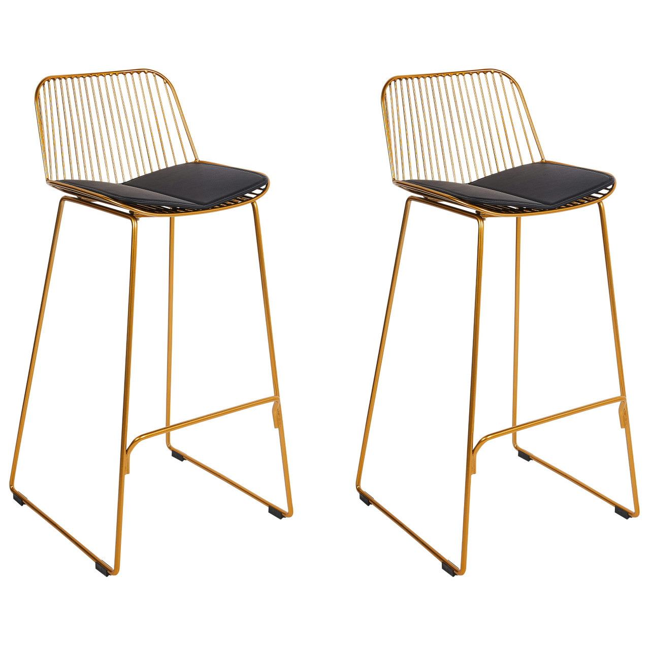 Conjunto de taburetes Pensacola en acero dorado con asiento de piel sintética - 2 unidades