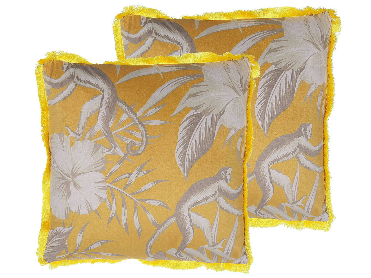 Manju decorative velvet cushions yellow set of 2