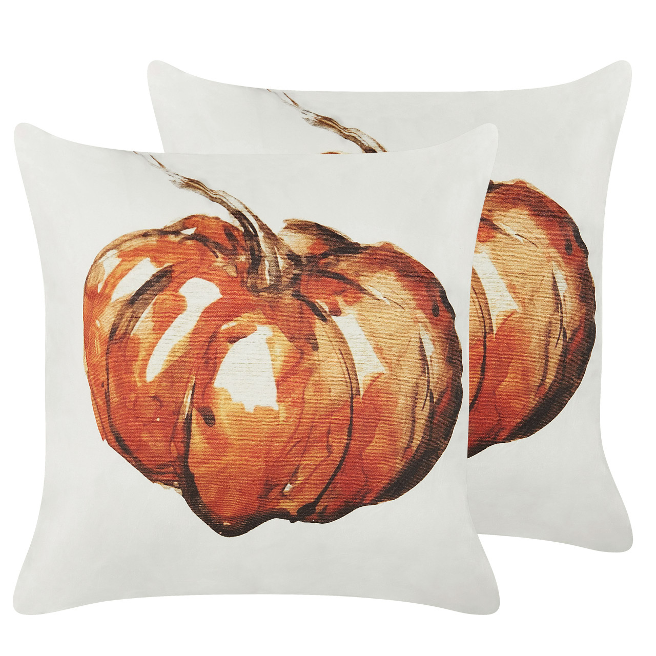 Conjunto De 2 Almofadas Decorativas Beliani Curbita De Veludo Creme 45x45x12