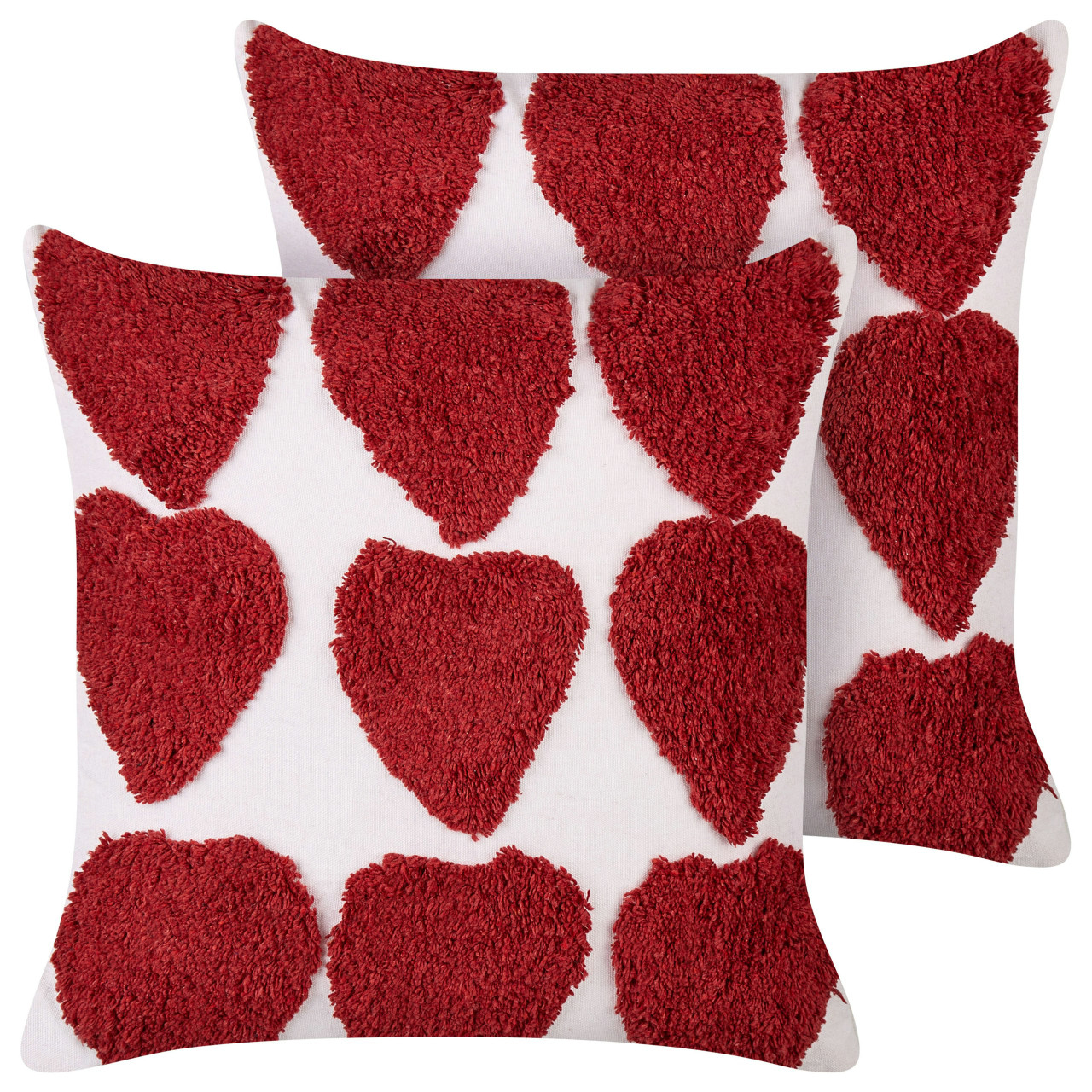 Conjunto De 2 Almofadas Decorativas Beliani Mingora De Algodão Branco 45x45x4