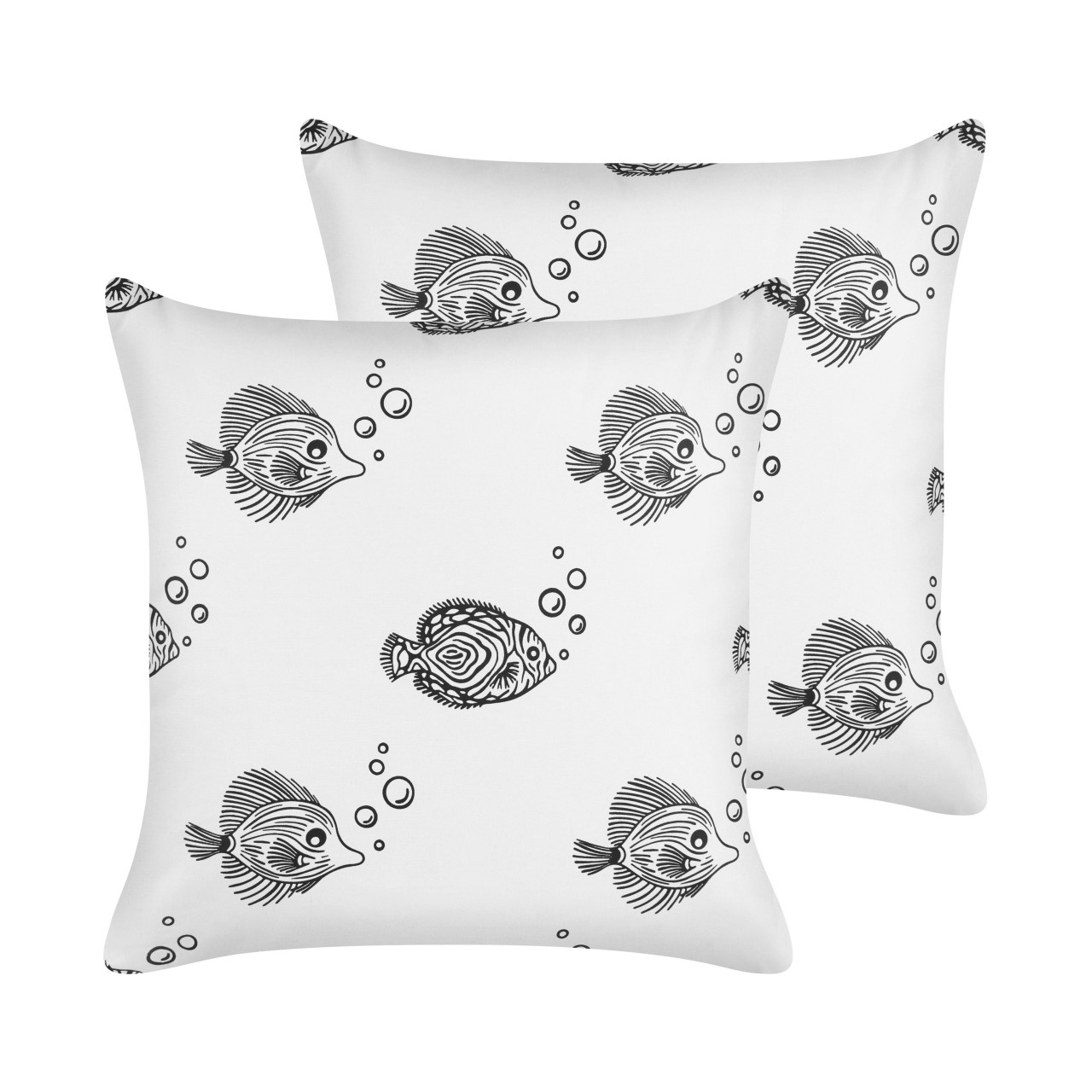 Conjunto de 2 cojines Tweedia de algodón con estampado de peces