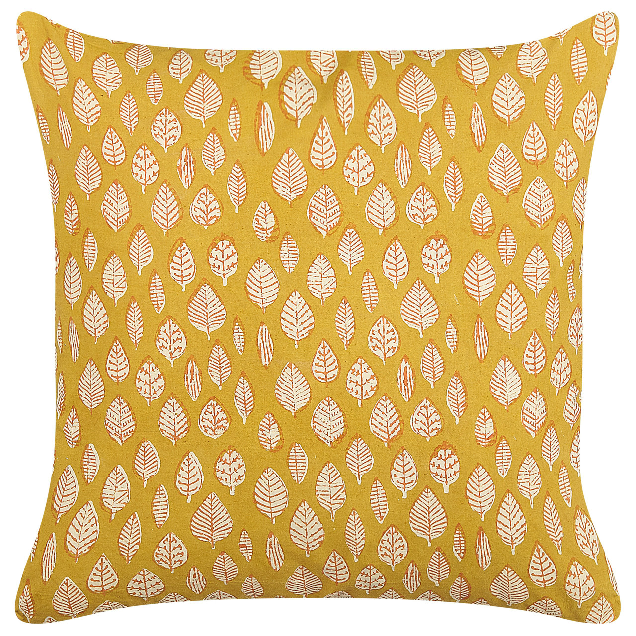 Decorative Ginnala cotton pillow leaf pattern Mustard