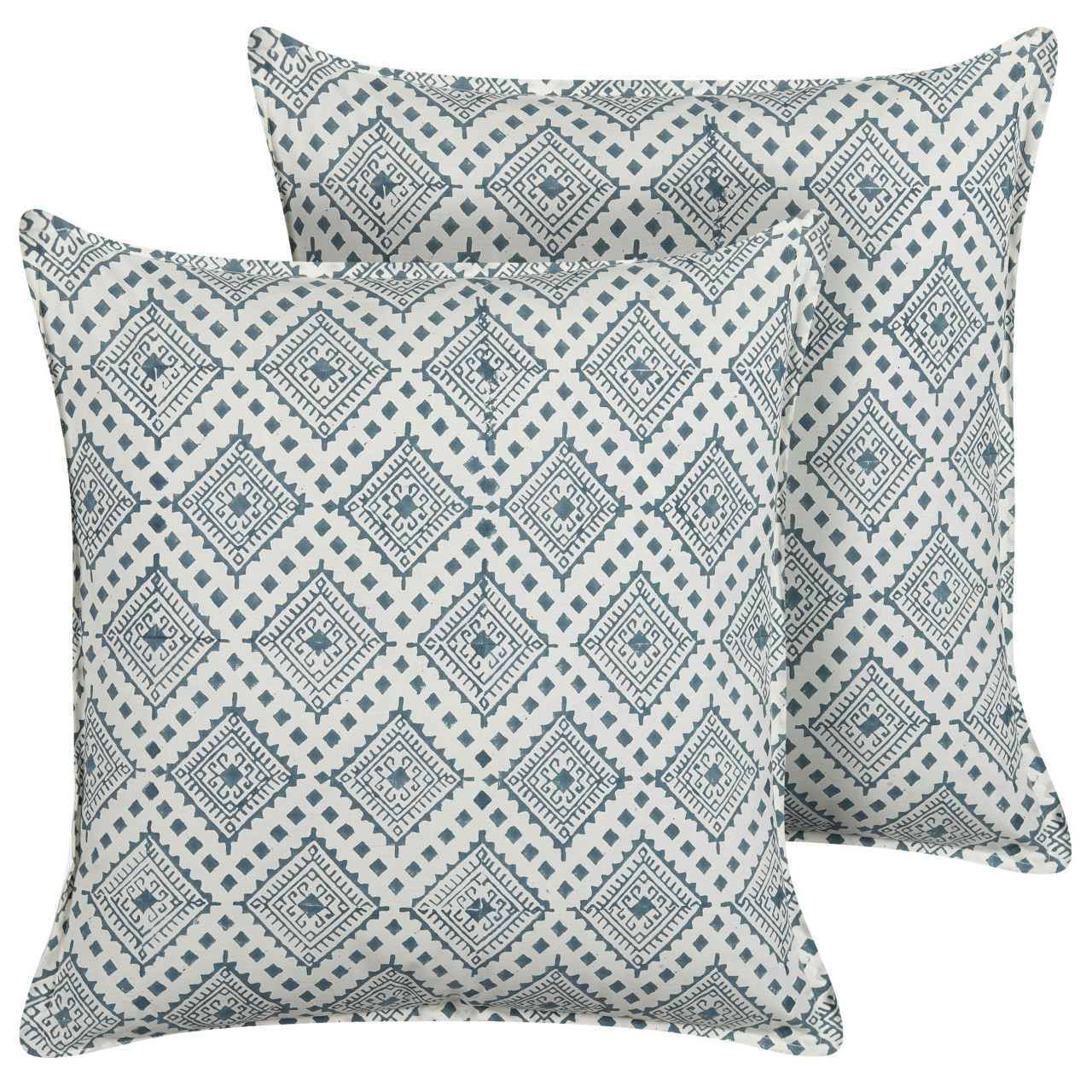 Juego de 2 cojines decorativos Cordata algodón azul