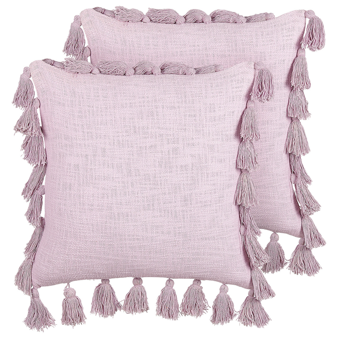 Conjunto De 2 Almofadas Decorativas Beliani Lynchis De Algodão Rosa 45x45x10