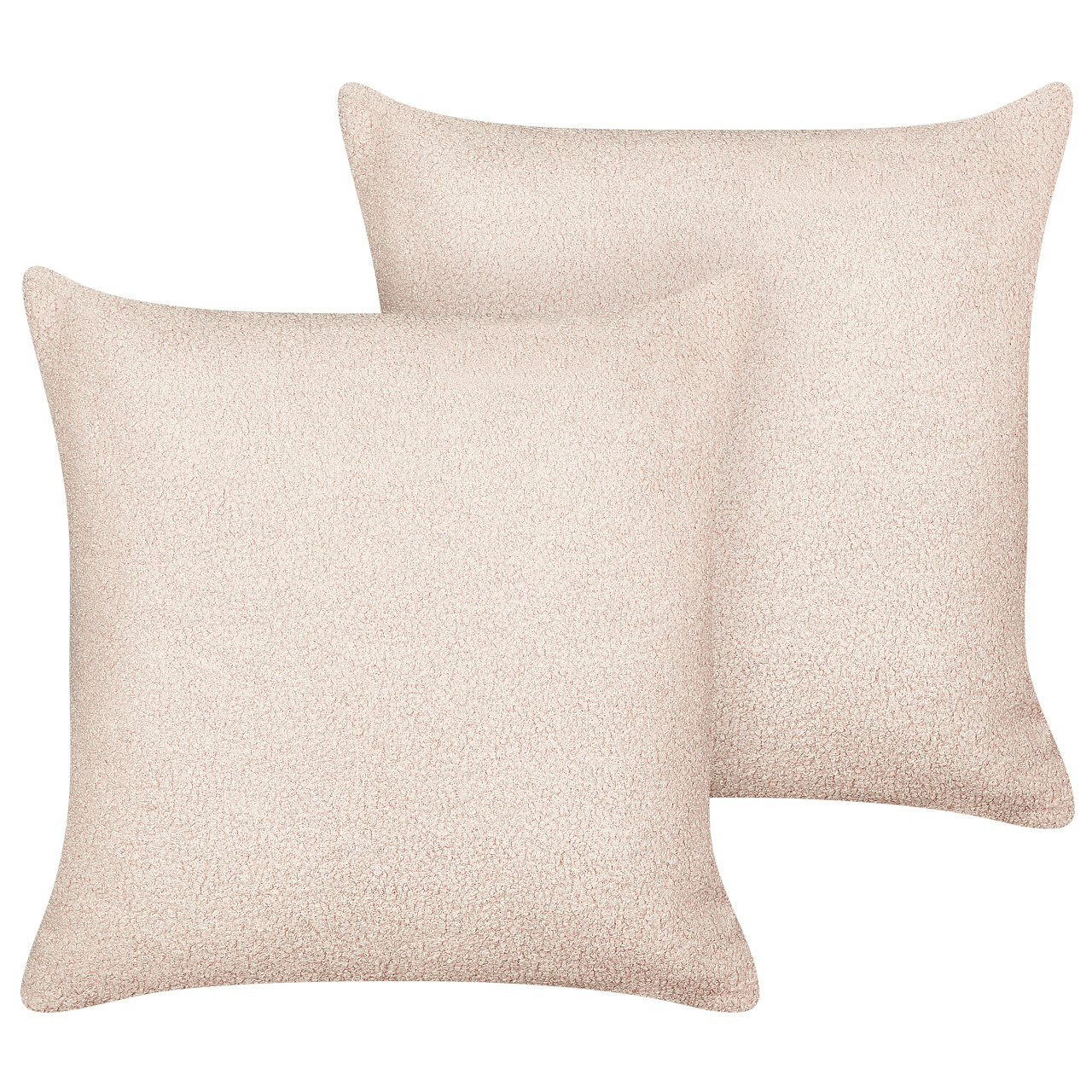 Conjunto de 2 cojines decorativos Leuzea bouclé rosa