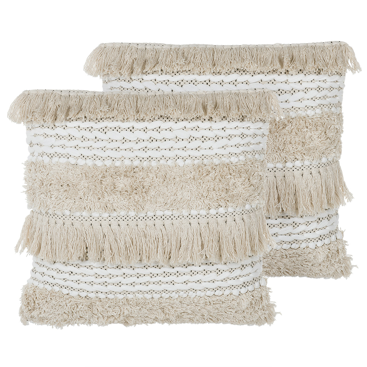 Conjunto de 2 cojines decorativos Villur algodón crema