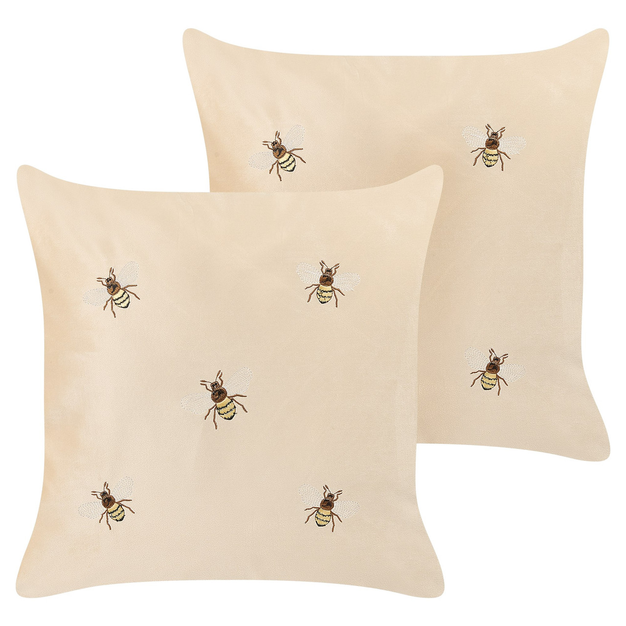 Juego de 2 cojines decorativos Talinum terciopelo crema