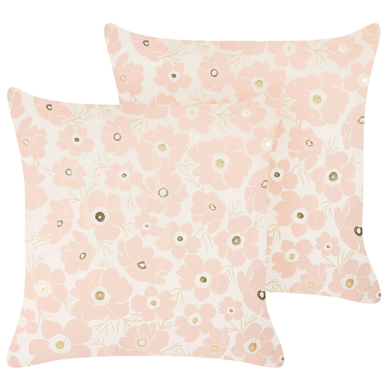 Conjunto De 2 Almofadas Decorativas Beliani Triteleia De Veludo Rosa 45x45x10