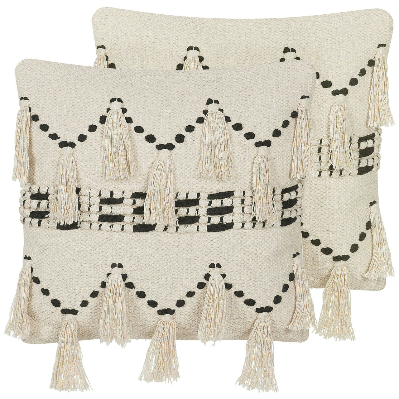 Thondi decorative cotton cushion set of 2 cream