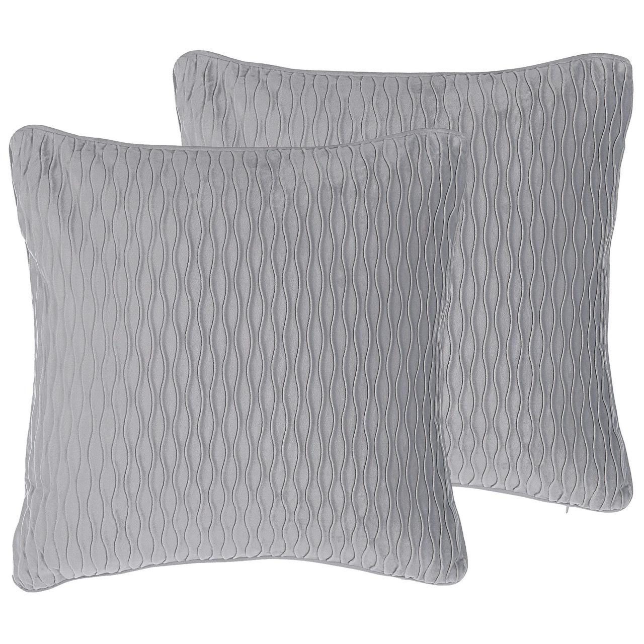 Conjunto De 2 Almofadas Decorativas Beliani Motari De Veludo Cinzento 45x45x12