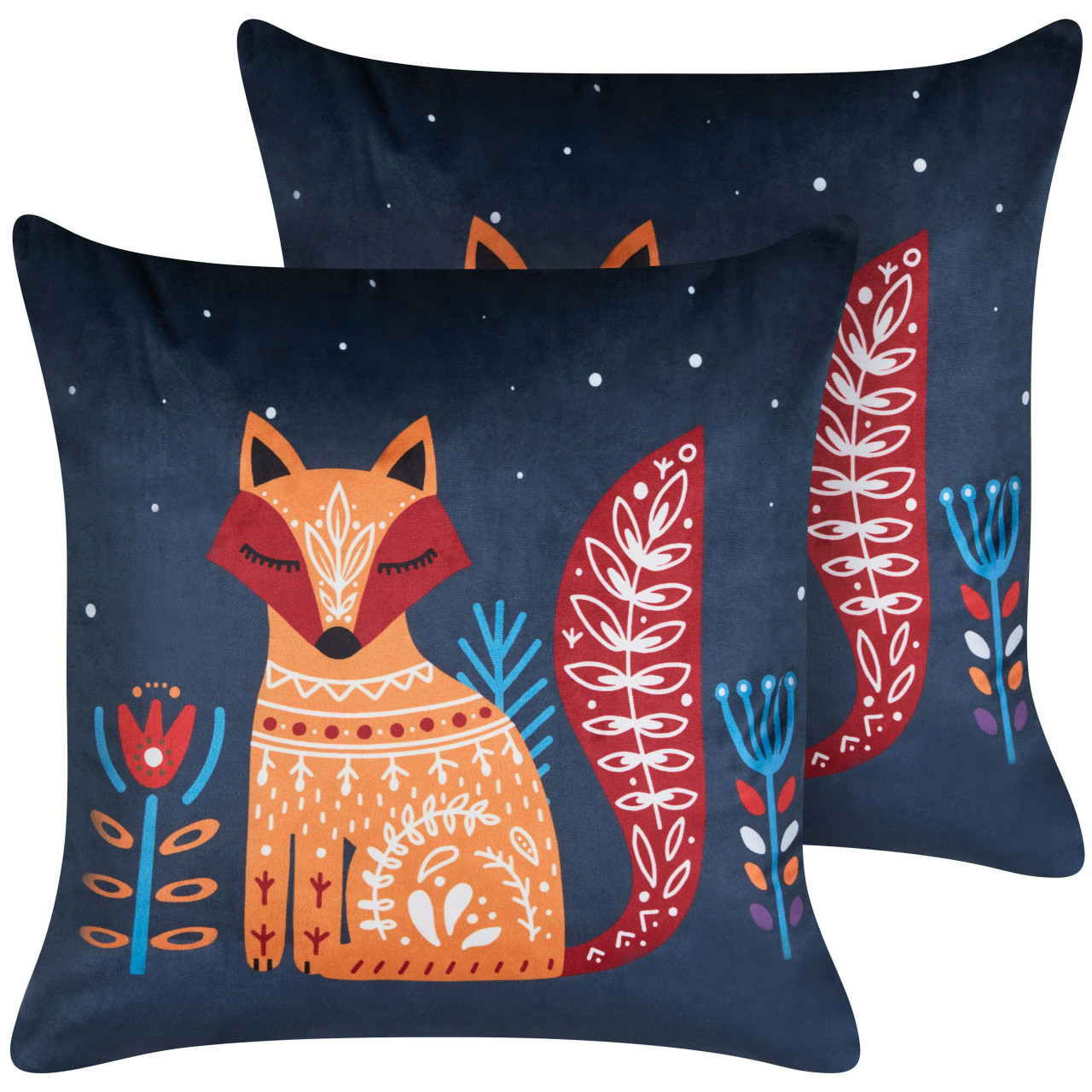 Juego de 2 cojines decorativos Firespike terciopelo azul