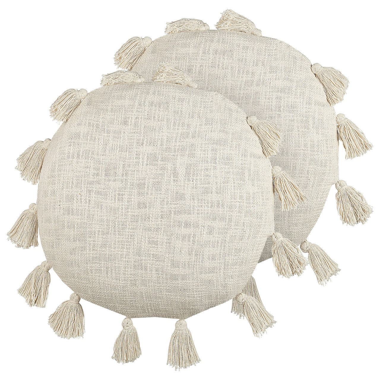 Set of 2 Madia decorative cotton cushions cream