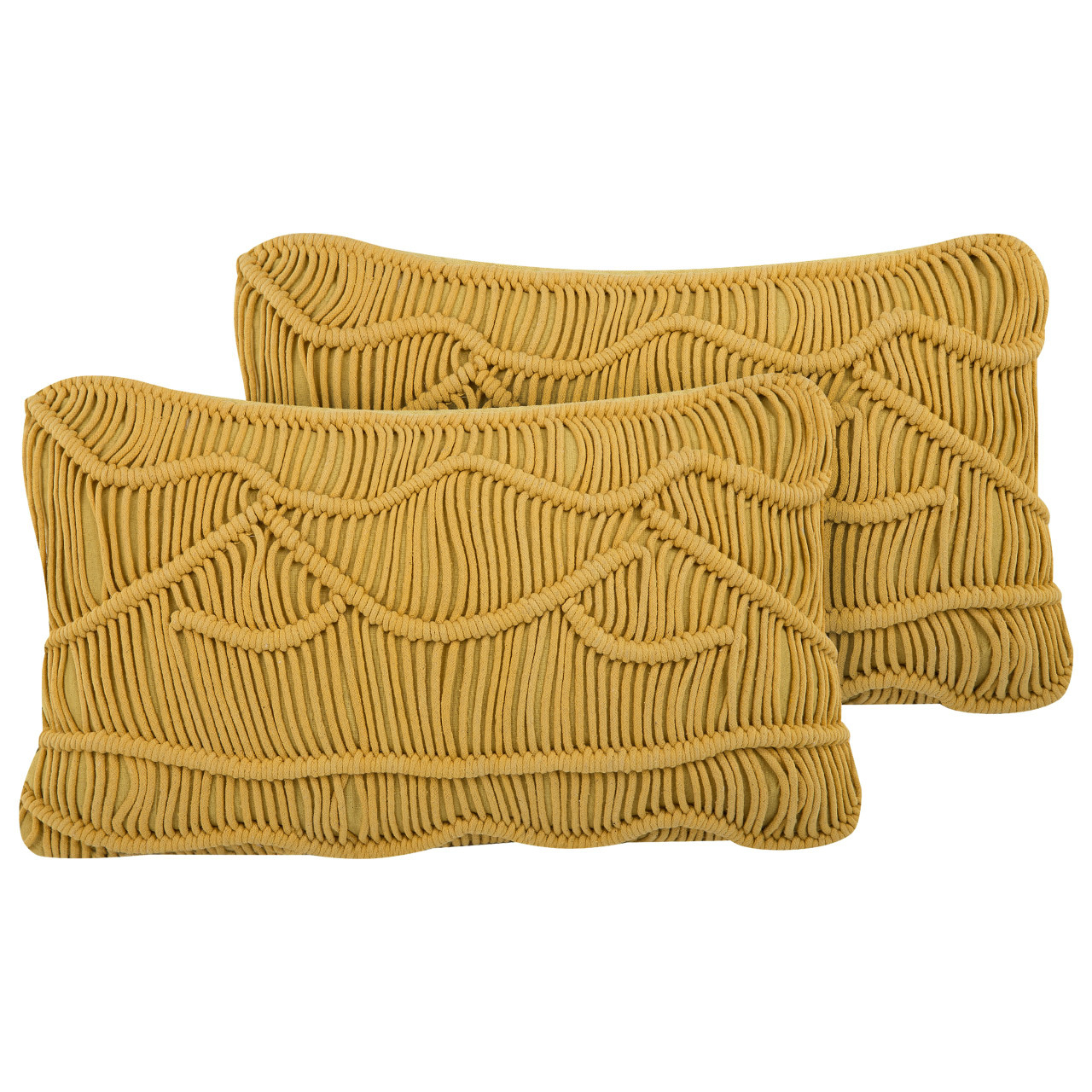 Conjunto 2 cojines decorativos Kiris algodón mostaza