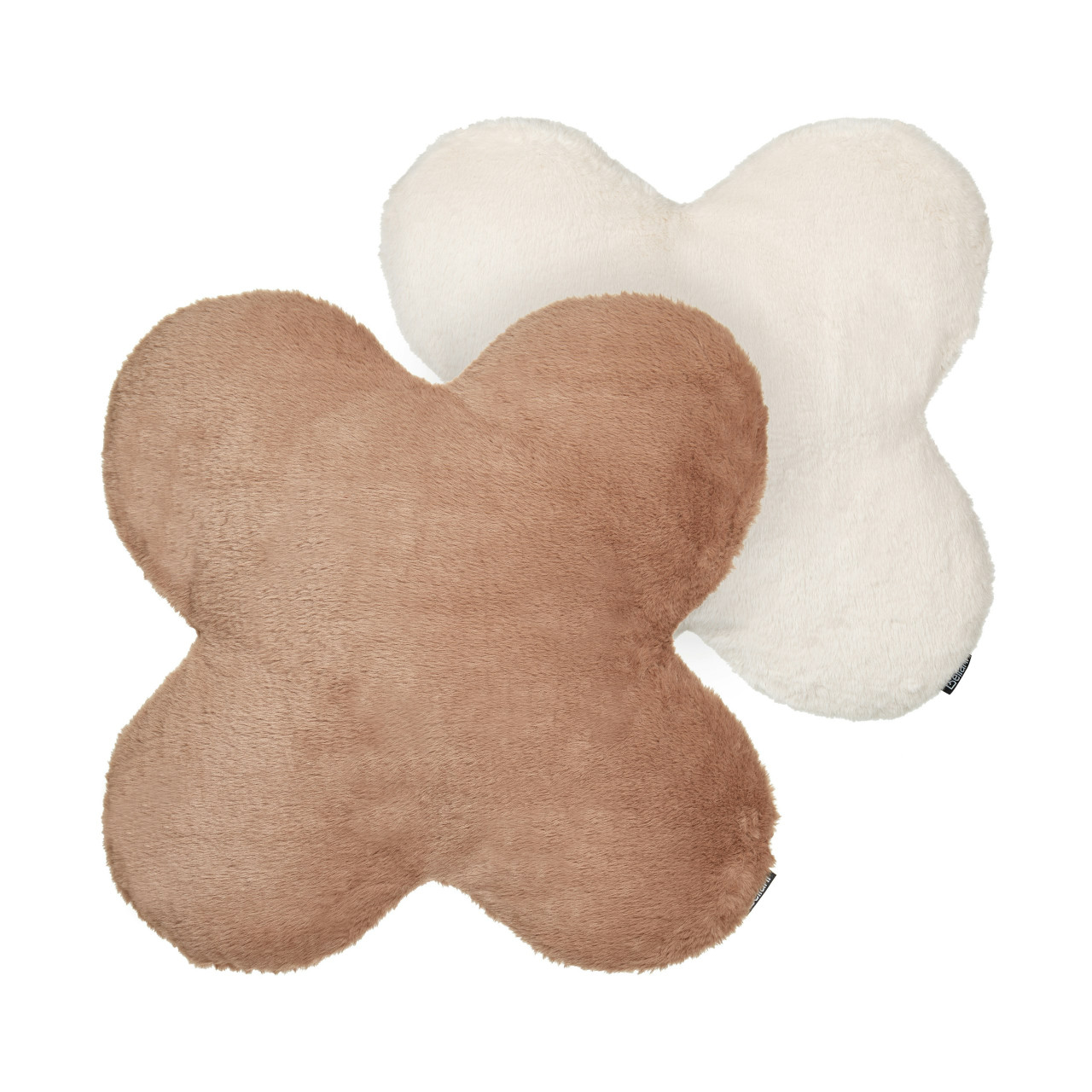 Conjunto de 2 cojines decorativos Achillea imitación de piel crema