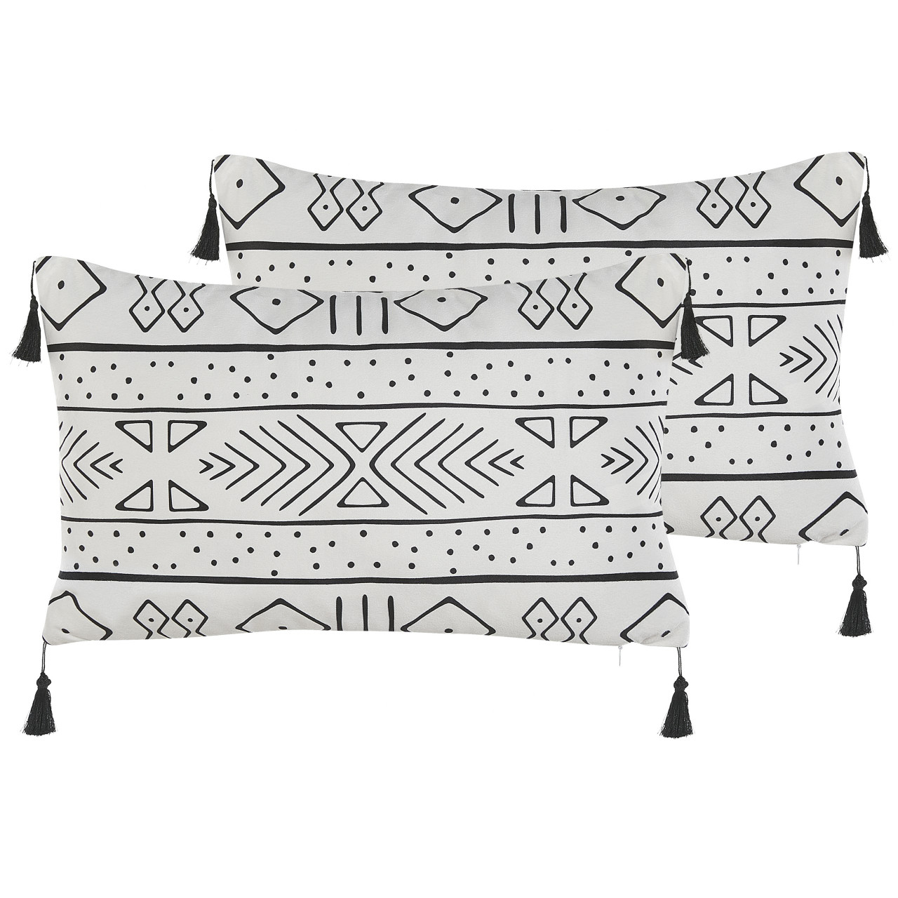 Conjunto 2 cojines decorativos Schefflera terciopelo blanco