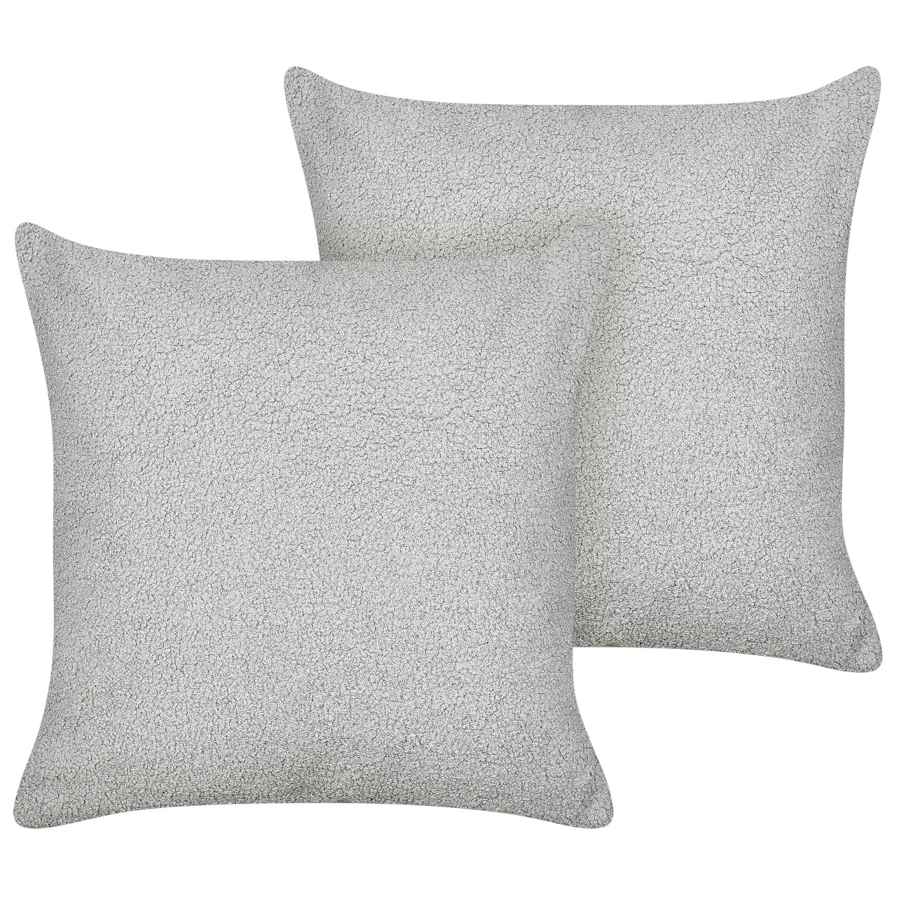 Conjunto de 2 cojines decorativos Leuzea bouclé gris