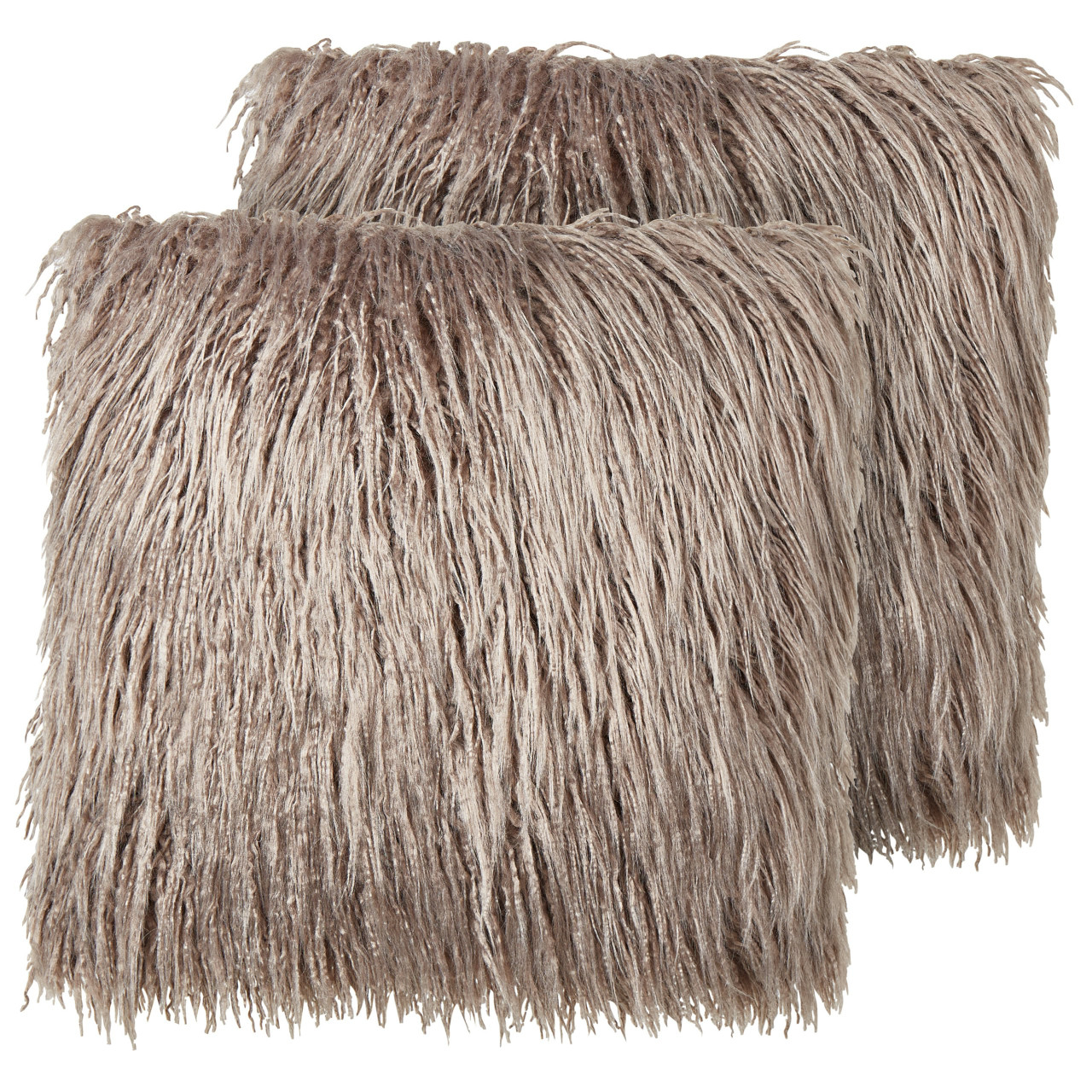 Corokia faux fur decorative cushions cream set of 2