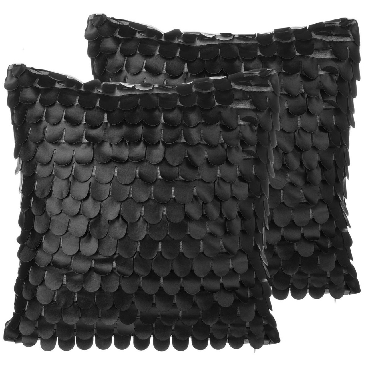 Conjunto 2 cojines decorativos Lobelia piel sintética negro