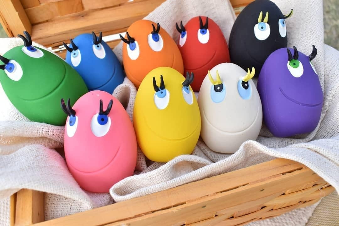 Huevos Lanco juguete de caucho natural para perros