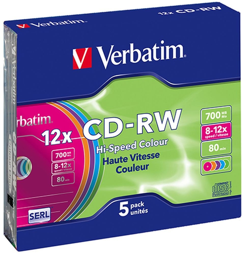 CD-RW 700MB 12X slim case pack of 5