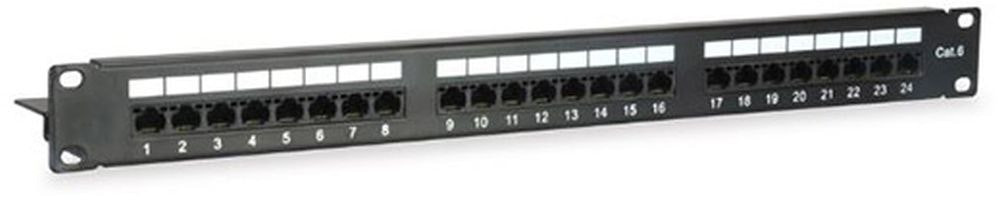 CAT6 patch panel 24-port RJ45 19'' 1U black