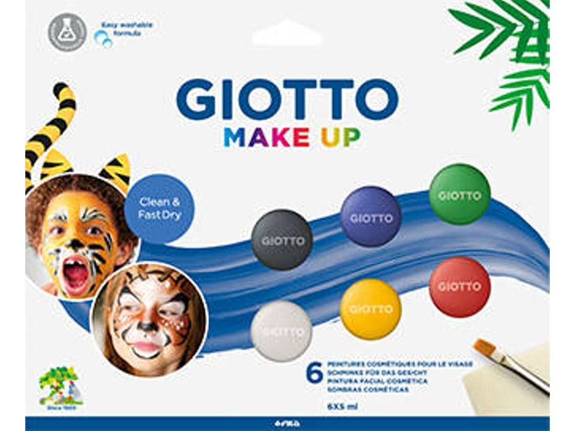 Pinturas faciales GIOTTO Make Up clásicas con pincel esponja 6 unidades
