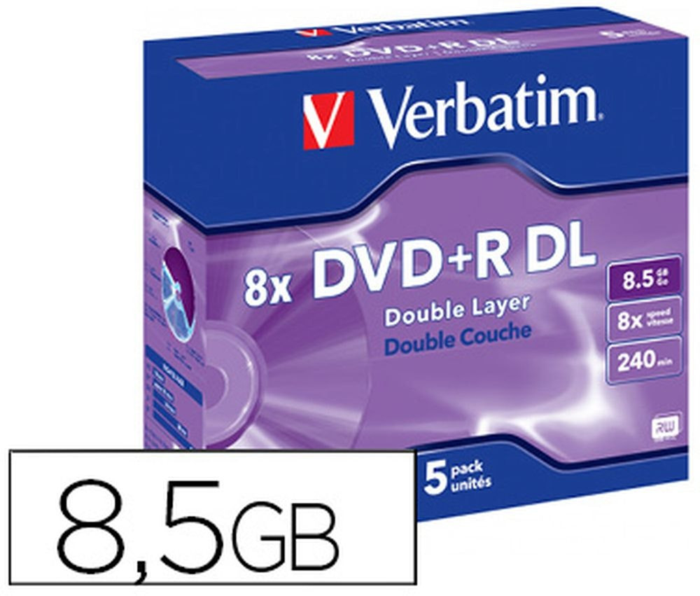 DVD+R Dual Layer 8,5 GB 8x - Estuche Jewel pack de 5